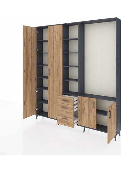 Arges Dolap 13 Raflı 3 Çekmeceli 4 Kapaklı 220x30x243 Antrasit-çam/çam Atlas Çam/atlas Çam Arges Dolap 13 Raflı 3 Çekmeceli 4 Kapaklı 220x30x243 Antrasit-çam/çam Atlas Çam/atlas Çam
