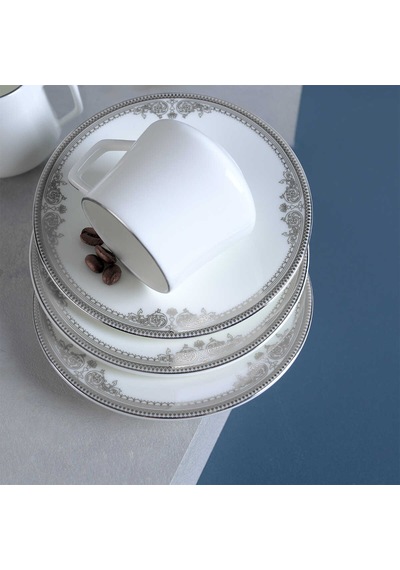 Evaliza Versailles Platin 12 Parça 6 Kişilik Kahve Fincan Takımı 80 Ml Platin
