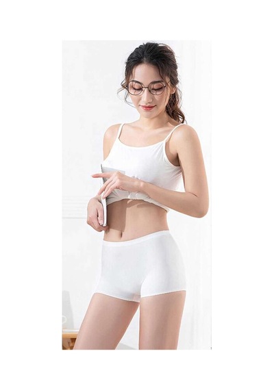 Kadın Dikişsiz Görünmez İz Yapmaz Mini Şort Boxer Beyaz Beden: M Standart