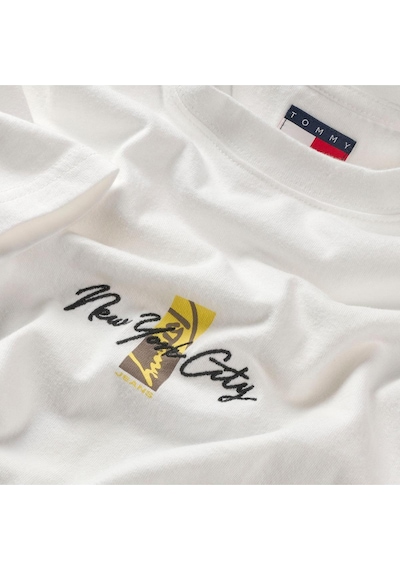 Tommy Hilfiger Tjm Erkek Regular Sign Block Ss Ekru T-shirt-13190 Ekru