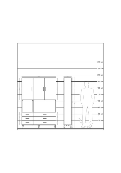 Arges Dolap 6 Raflı 6 Çekmeceli 3 Kapaklı 132x30x195 Antrasit... Antrasit