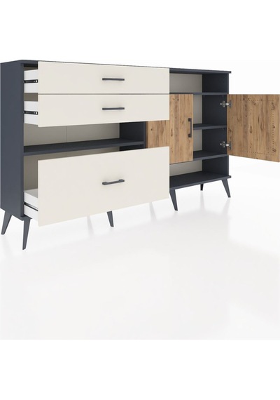 Arges Konsol 4 Raflı 3 Çekmeceli 2 Kapaklı 176x30x99 Antrasit-çam Antrasit-çam/aytaşı Arges Konsol 4 Raflı 3 Çekmeceli 2 Kapaklı 176x30x99 Antrasit-çam Antrasit-çam/aytaşı