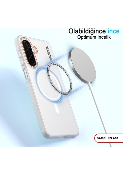 Samsung Galaxy A36 Uyumlu Mat Sert Klein Kılıf Beyaz