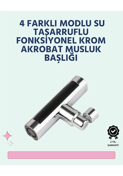 Krom Kaplamalı Çok Fonksiyonlu Musluk Başlığı Paslanmaz Malzeme Diğer