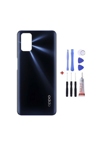 Oppo A72 Siyah Arka Cam Kapak Pil Kapağı Tamir Set B7000 Set Siyah