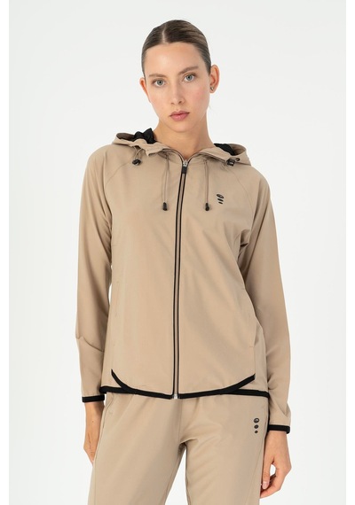 Maraton Regular Kadın Kapüşonlu Açık Vizon Tracktop Vizon