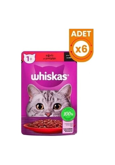 Whiskas Sığırlı Poşet Yaş Mama 85 G 6 Adet
