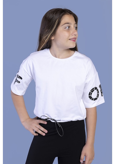 Toontoy Kids Toontoy Kız Çocuk Of Baskılı Crop Tişört Beyaz