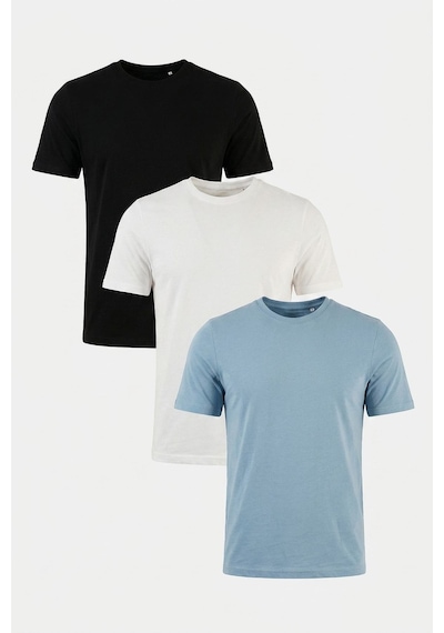 Buratti Pamuklu Regular Fit Bisiklet Yaka 3'lü Paket T Shirt Erkek T Shirt 59020204s3 Siyah-mavi-ekru