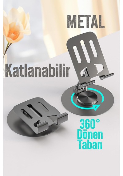 Lexroo Yüksek Kalite Metal Katlanabilir 360 Dönen Ayarlı Telefon Tutucu Masaüstü Telefon Tablet Diğer