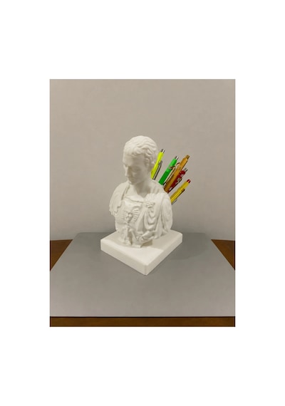 Sezar Heykel Büst Kalemlik Roma Büstü Tasarımlı Masaüstü Organizer 3d Baskı Dekoratif Kalem Tutucu