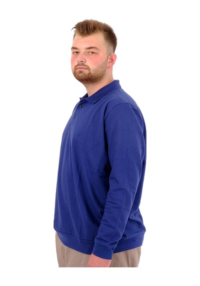 Mode Xl Büyük Beden Erkek Polo Yaka Sweatshirt Nakışlı U24340 İndigo İndigo