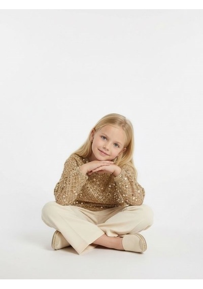 Zekids Kız Çocuk Tasarım İç Bodyli Bluz-17177 Kahverengi