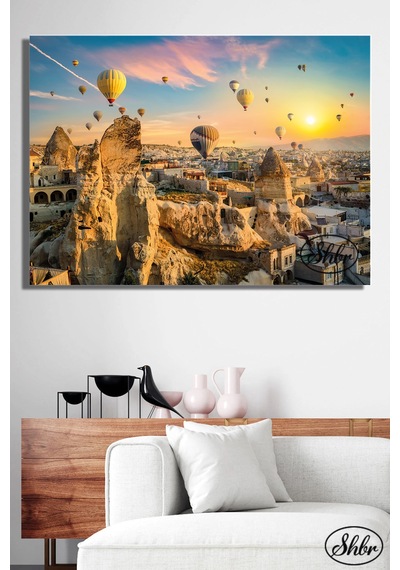 Tekli, Yatay, Kanvas, Dekoratif, Duvar, Tablosu , Kapadokya, Gün Doğumu Balon Turu,