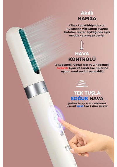Ks-103 Airbreeze 1300w Saç Şekillendirme Ve Kurutma Seti 105.000 Rpm, Negatif İyon Diğer