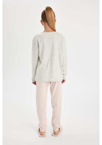 DeFacto Kız Çocuk Pijama Takım Baskılı Uzun Kollu Üst Beli Lastikli Uzun Alt D6652A824AUGR379 Gri DeFacto Kız Çocuk Pijama Takım Baskılı Uzun Kollu Üst Beli Lastikli Uzun Alt D6652A824AUGR379 Gri
