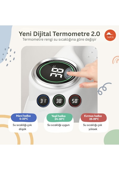 Thermae Katlanabilir Bebek Küveti, Kaymaz Banyo Koltuğu - Termometreli Yenidoğan Küveti