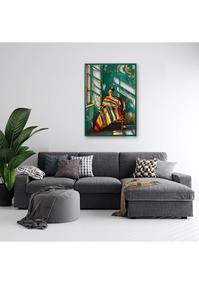 Renkli Şallı Bohem Kadın - Metal Tablo - Dec0341 46 X 65 Cm Çok Renkli