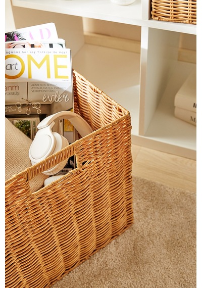 Ocean Home Textile Yıkanabilir Bej Pp Rattan Sepet 33 X 33 X 33 Cm