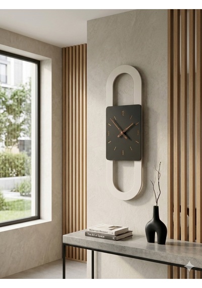 Berlin Ahşap Salon Duvar Saati Pilli Ledsiz Quartz Ultra Sessiz Mekanizma 28 Cm X 85 Cm Siyah