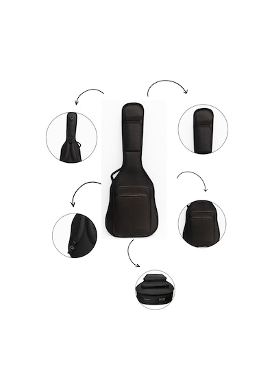 Pro Gigbag Kalın Akustik Gitar Kılıfı-çantası - Siyah 1900 Denye Lüx Kumaş - %100 Su Geçirmez