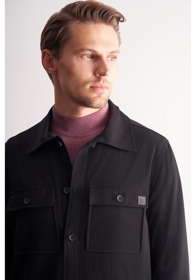 İmza Siyah Polo Yaka Düz Yırtmaçsız Esnek Casual Mont 1007255150 Siyah