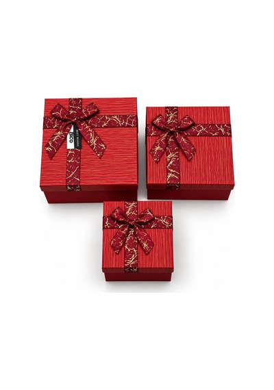 Ers 3pcs D.dörtgen Çizgili Mix Renkli Karton Hediye Kutusu Kurdelalı 22.5x15.5-20.5x13.5-18.5x11.5cm