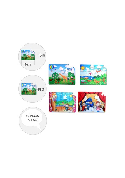 4 Set 96 Parça Tox Origami Ve Sahne 5+ Keçe Yapboz 5 Yaş Puzz