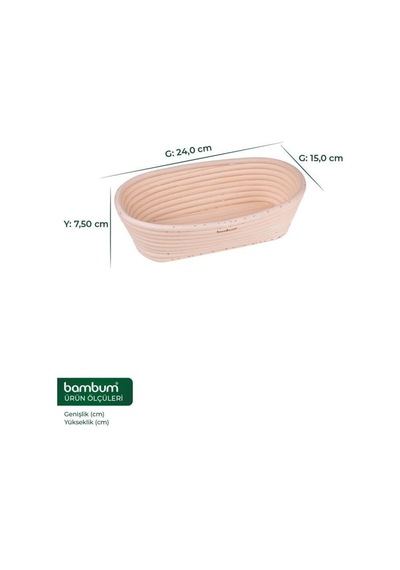 Bambum Puder - Ekmek Mayalama Sepeti Oval 24 Cm Çok Renkli