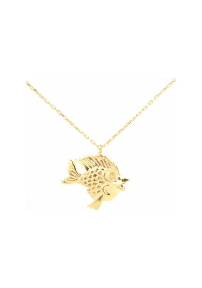 925 Ayar Gümüş Balık Charm Kolye, Sarı 426861618
