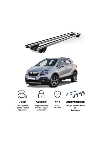 Kanca Opel Mokka 2012 Ve Sonrası Uyumlu Gri Kilitli Ara Atkı 110cm Port Bagaj Tavan Barı