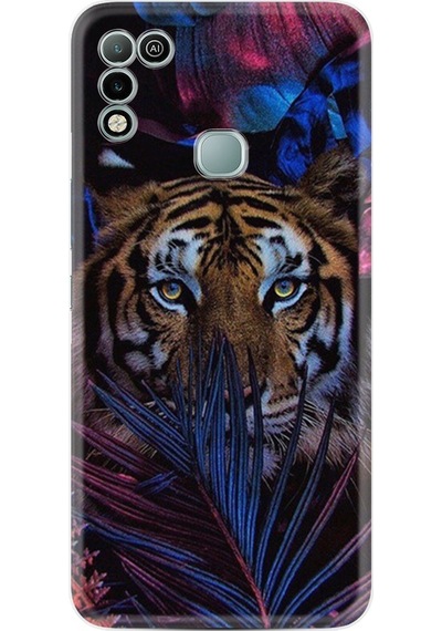 Infinix Hot 11 Play Kılıf Resimli Silikon Flowers Tiger 1319