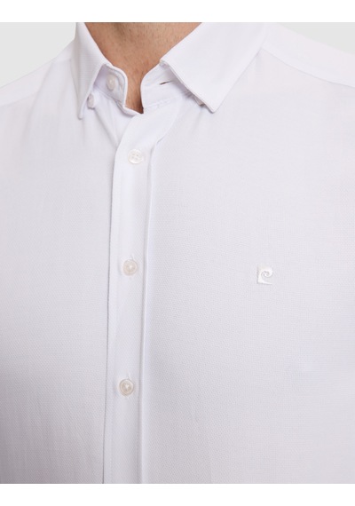 Pierre Cardin Beyaz Slim Fit Dokulu Uzun Kollu Gömlek 50333820-vr013