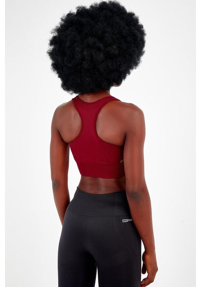 Maraton Active Slimfit Kadın Bisiklet Yaka Kolsuz Fitness Koyu Kırmızı Bra 813047-Koyu Kırmızı