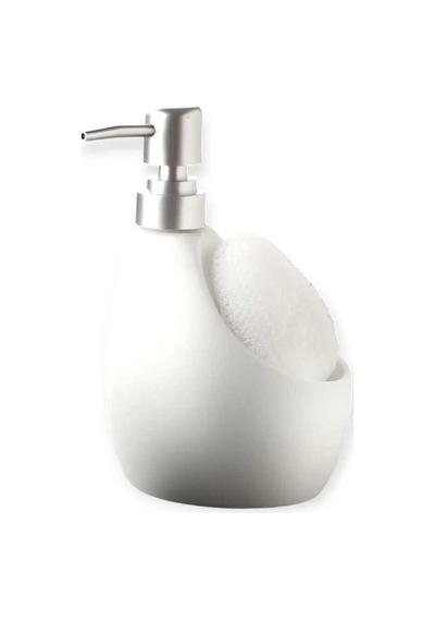 Seramik Mat Beyaz Süngerli Banyo Mutfak Sıvı Sabunluk 500ml Bulaşık Deterjanlık Beyaz