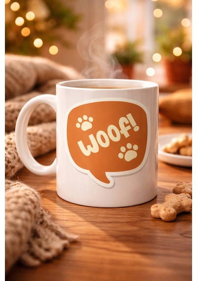 Hemengo Woof Köpek Temalı Porselen Kupa Model 54 Sevimli Patili Tasarım, Kahve & Çay Kupası, Hayvanseverlere Diğer