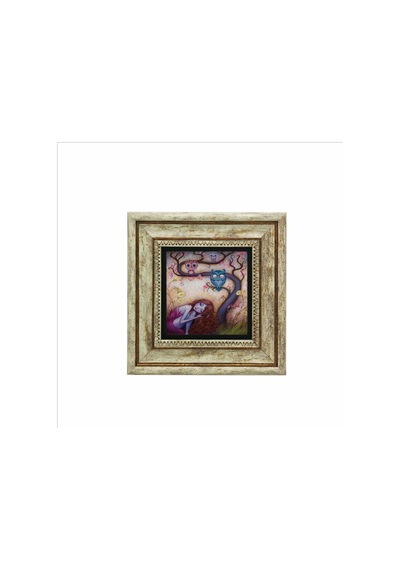 Baykuşlar Ve Kız Baskılı Taş Tablo 20x20