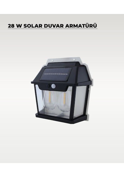 28w Dekoratif Çift Ampullü Solar Aplik 3200k Sarı Işık 1 ADET
