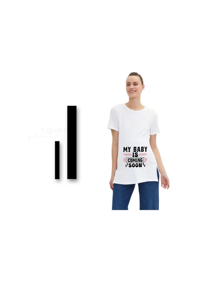Bk Gift Espri Tasarımlı Beyaz Hamile Tişörtü, Hamileye Hediye, Yeni Anne Hediyesi, Arkadaşa Hediye-9 001
