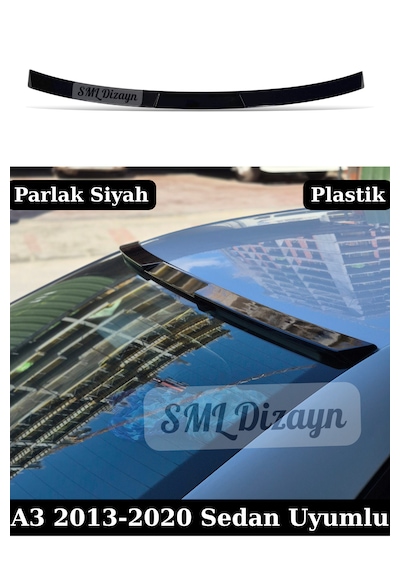 Audi A3 8v Sedan Uyumlu Cam Üstü Tavan Spoileri - Parlak Siyah Piano Black Plastik 2013-2020