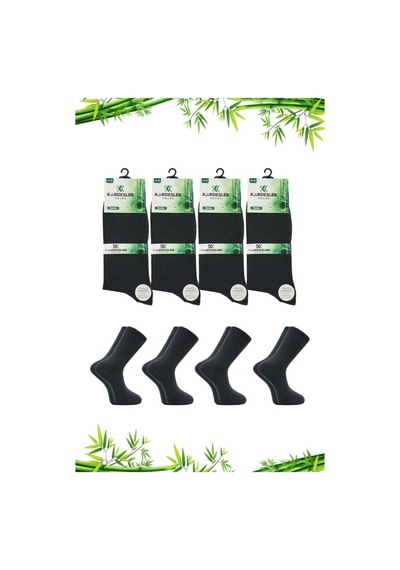 Kardeşler Çorap Erkek Bambu Soket Uzun Düz Füme Çorap Dikişsiz 4'lü Paket Füme - 584877611 Füme