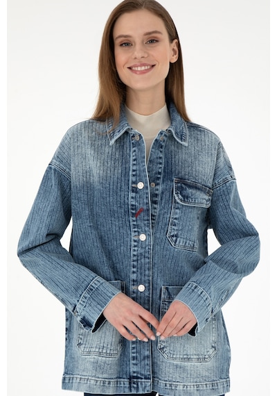 U.S. Polo Assn. Kadın Açık Mavi Jean Tunik Gömlek 50291134-DN0021