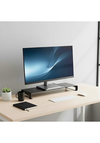 Ayrex Prexua Riser Masaüstü Monitör Standı - Monitör Yükseltici Siyah, Large