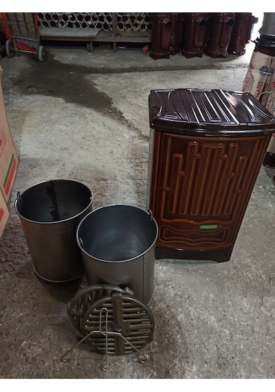 Pres İş Alttan Havalı Kovalı Uyuyan Kömür Odun Sobası