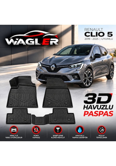 Wagler Renault Clio 5 Havuzlu Paspas 2019-2025
