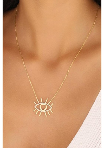 Taşsız Ra Gözü Gümüş Kolye Rose Gold