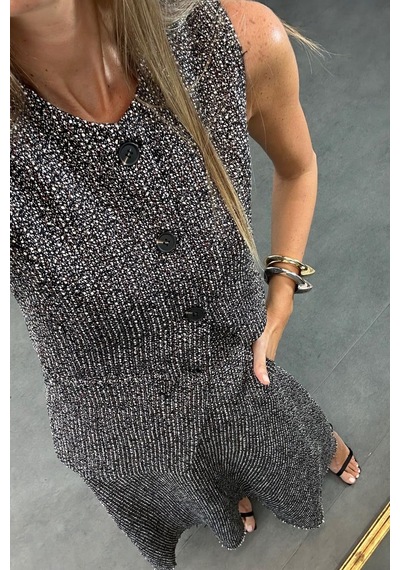 Ecenin Favorileri Siyah Gri Tüvit Yelek Etek Kadın Takım Siyah