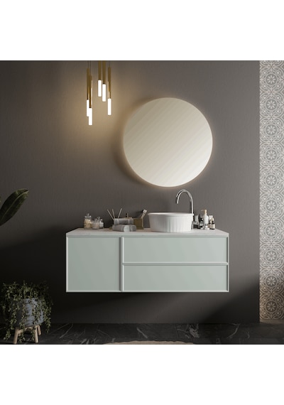 Livabo Roza 400 X 150 Mm Desenli Tezgah Üstü Akrilik Banyo Lavabosu Beyaz