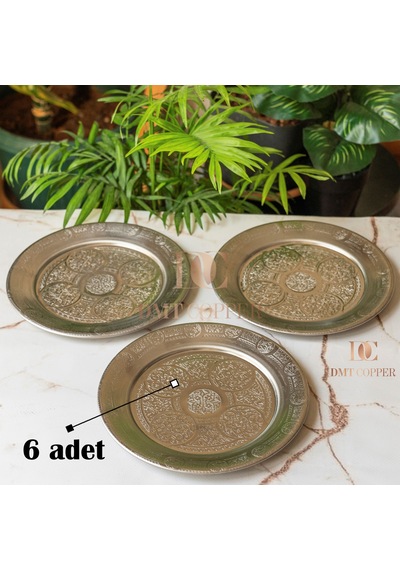 18 Cm 6 Adet 430 Kalite Paslanmaz Çelik Servis Tabağı - Salata Meze Köfte Sunum Tabağı - Kararmaz Fırın Uyumlu Gaziantep İmalat 6