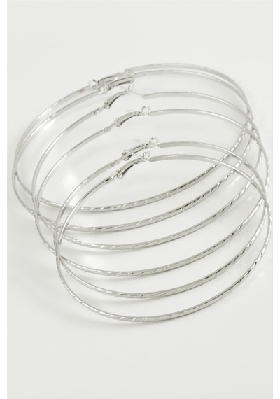 Zincir Desenli Metal Halka Küpe 6 Adet çok renkli 24614242